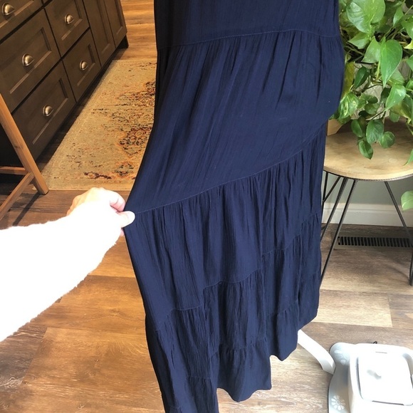 Mudpie Womens Tiered Maxi Dress Size S Blue Shoulder Ties Boho Peasant Granny - Picture 5 of 9